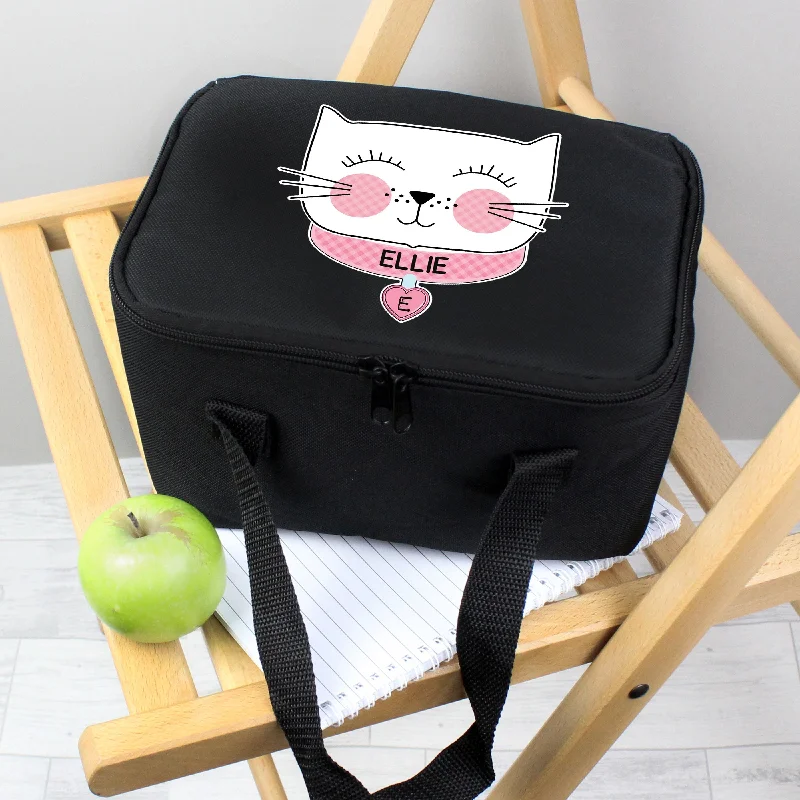 Handbag For Fashion Personalised Cute Cat Black Insulated Lunch Bag