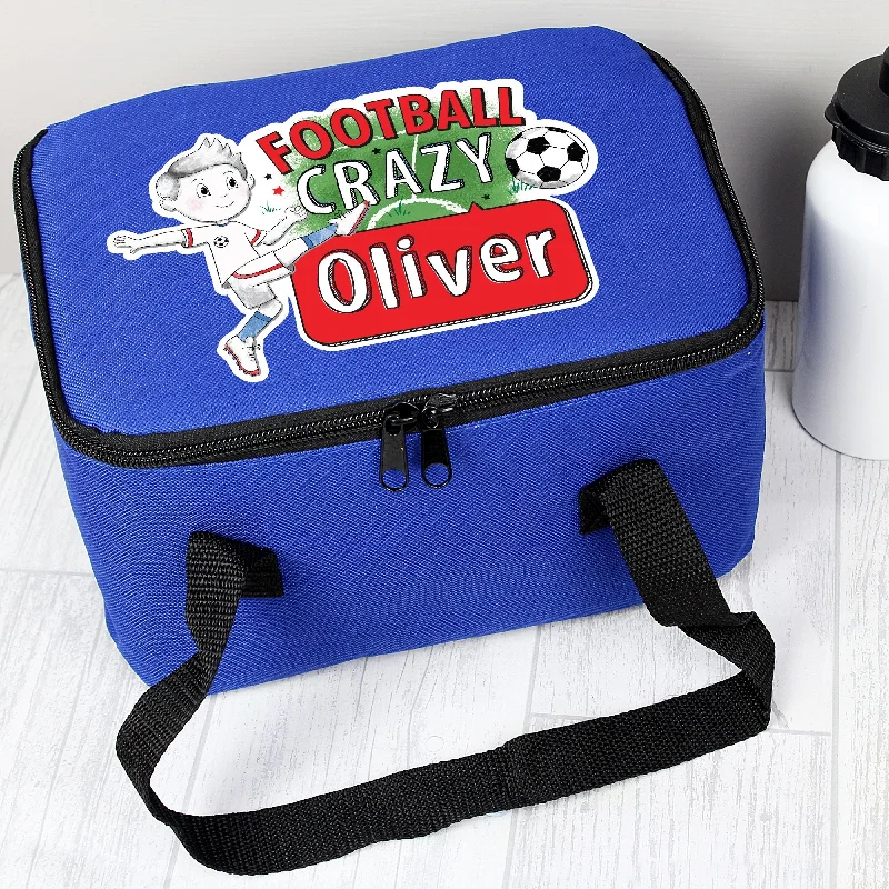 Luxury Bags On Sale Personalised Football Crazy Blue Lunch Bag