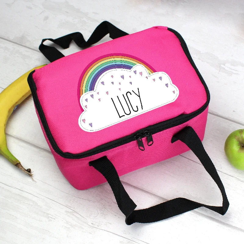 Luxury Bags For Working Professionals Personalised Rainbow Pink Insulated Lunch Bag