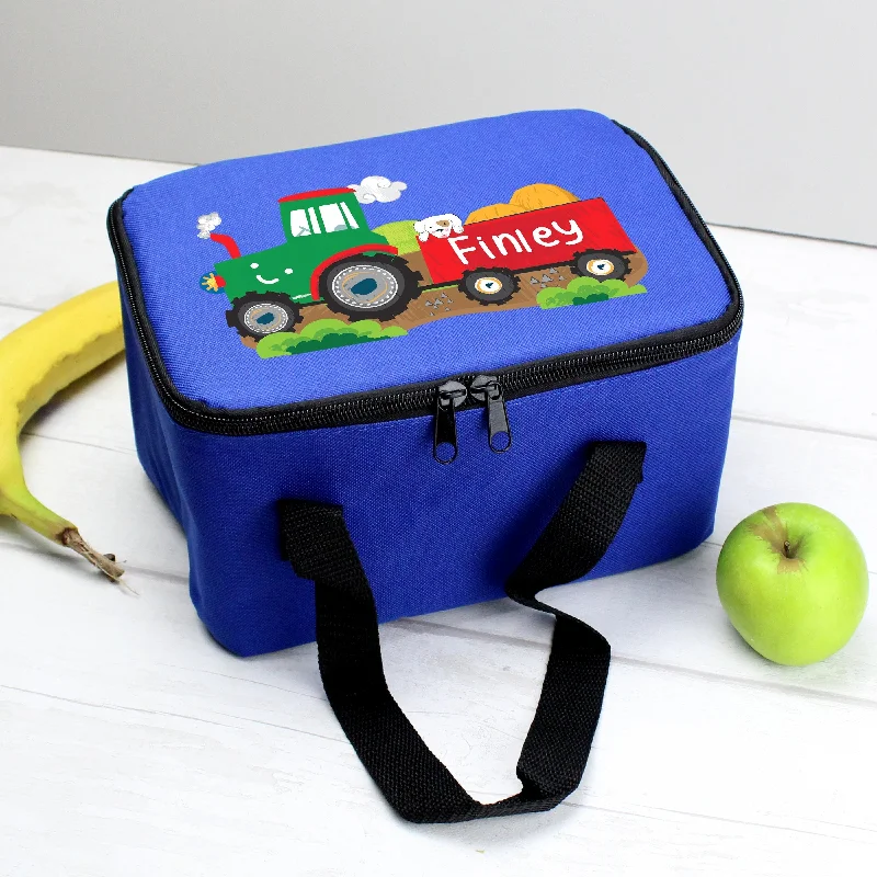 Professional Bags With Office Discounts Personalised Tractor Blue Insulated Lunch Bag