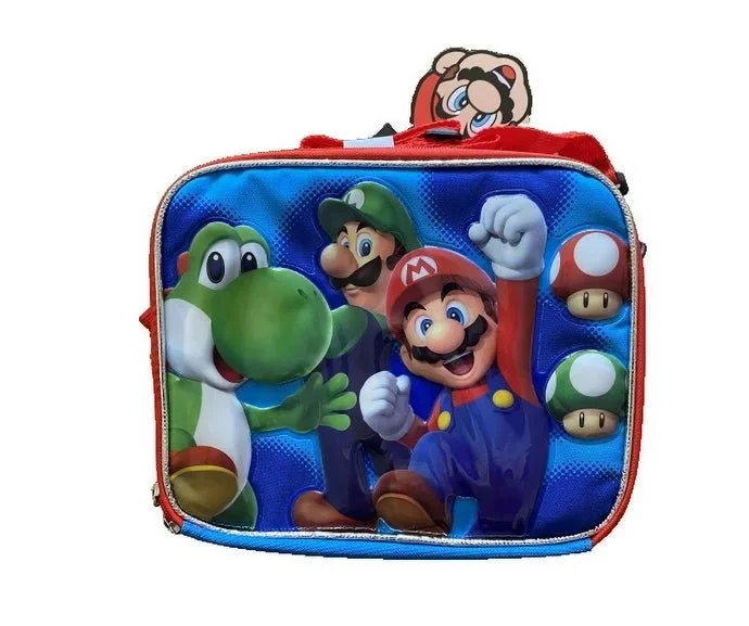 Bags For Free-Spirited And Artistic Styles Super Mario Insulated Lunch Bag with shoulder strap