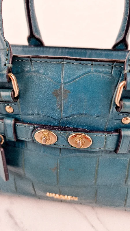 Bags With Tsa-Approved Features Coach Mini Blake Carryall in Teal Croc Embossed Leather - Handbag Crossbody Bag - Coach F37665