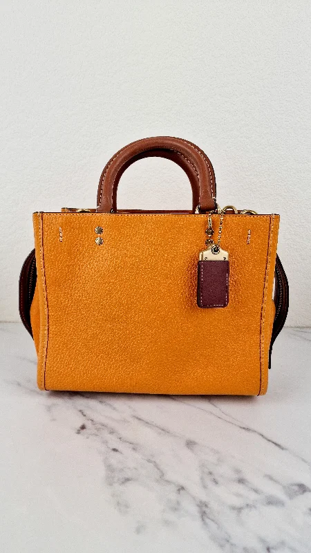 Rustic Bags For Outdoor And Nature-Inspired Looks Coach Rogue 25 Colorblock Papaya Orange Leather & Suede - Handbag Crossbody Shoulder Bag - Coach C5575