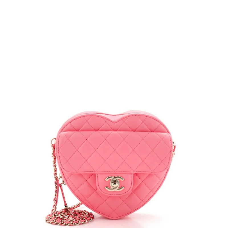 Lightweight And Functional Bags For Travel And Work CC in Love Heart Bag Quilted Lambskin