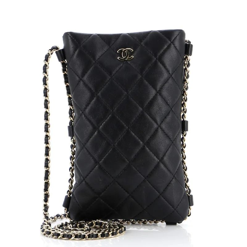 Vintage Bags For Retro And Classic Fashion Lovers Chain Around Flat Phone Holder Crossbody Quilted Lambskin