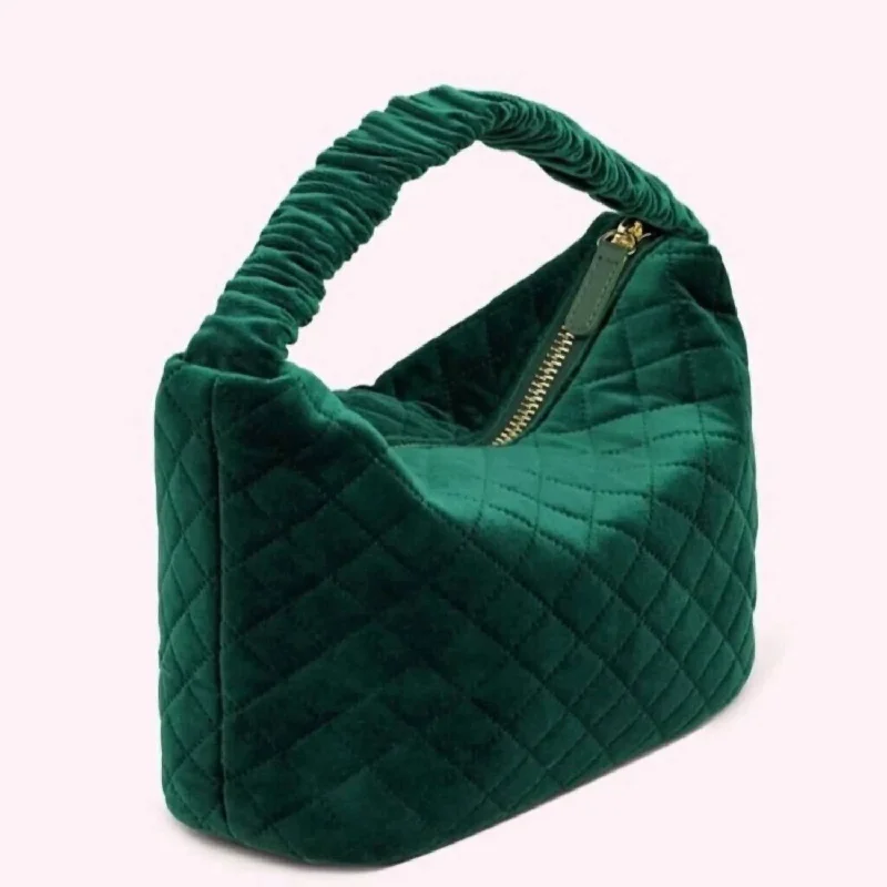 Stylish Yet Affordable Bags Destination London Scrunch Handle In Green Velvet