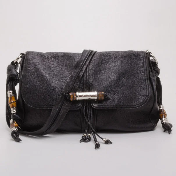 Professional Bags With Office Discounts Gucci Black Leather Jungle Messenger..