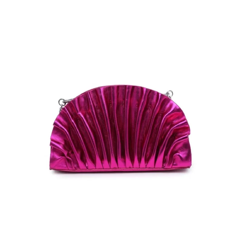 Stylish Bags For Fashion Bloggers Women's Ariel Pleated Metallic Crossbody Bag In Hot Pink