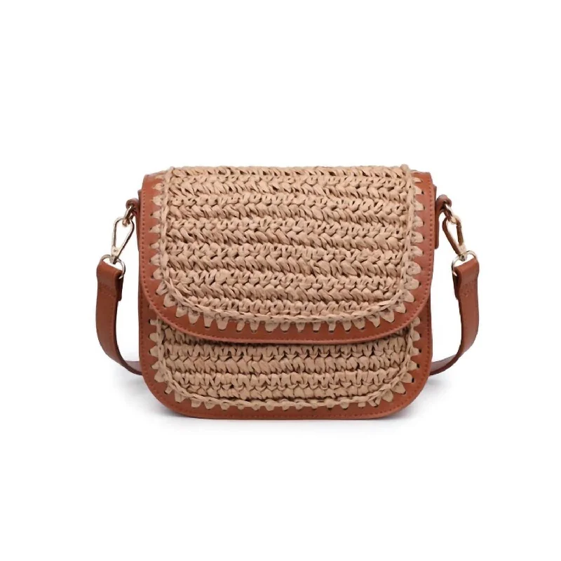 Luxury Bags On Sale Women's Macy Straw Crossbody Bag In Tan